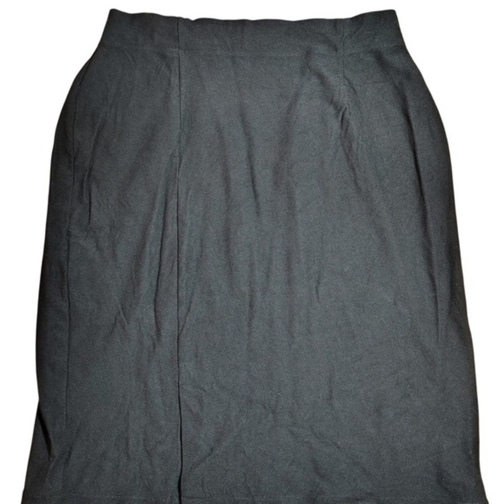 Eileen Fisher Womens Black Crepe Pencil Skirt Front Slit  M‎ Made in USA office